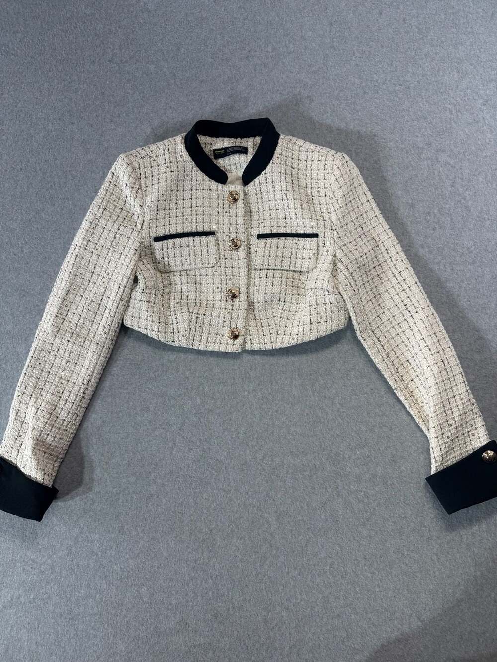 Finesse Tweed Cropped Jacket Size XS